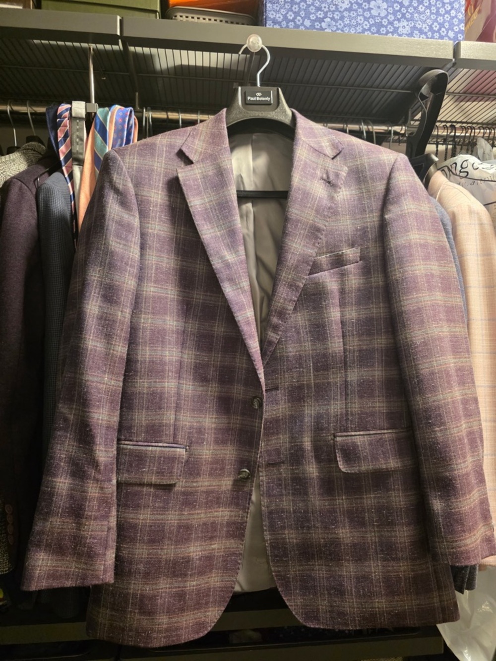 Giles & Jasper Purple Plaid Sport Coat - Classic Notch Lapel (worn once)